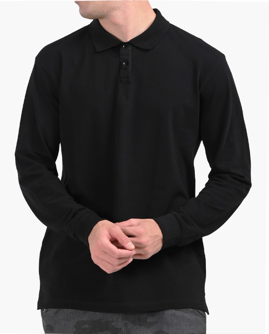 Black Signature Luxesoft Cotton Full Sleeve Polo T-Shirt