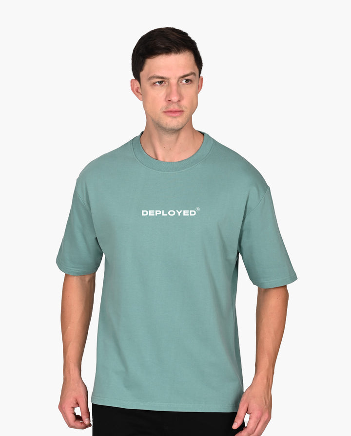 Deployed Organic Sage Green Oversized T-Shirt