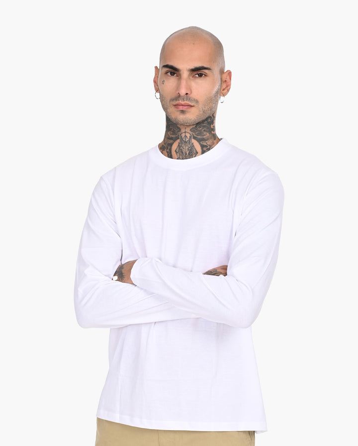 Decluttered White Signature Luxesoft Cotton Full Sleeve T-Shirt