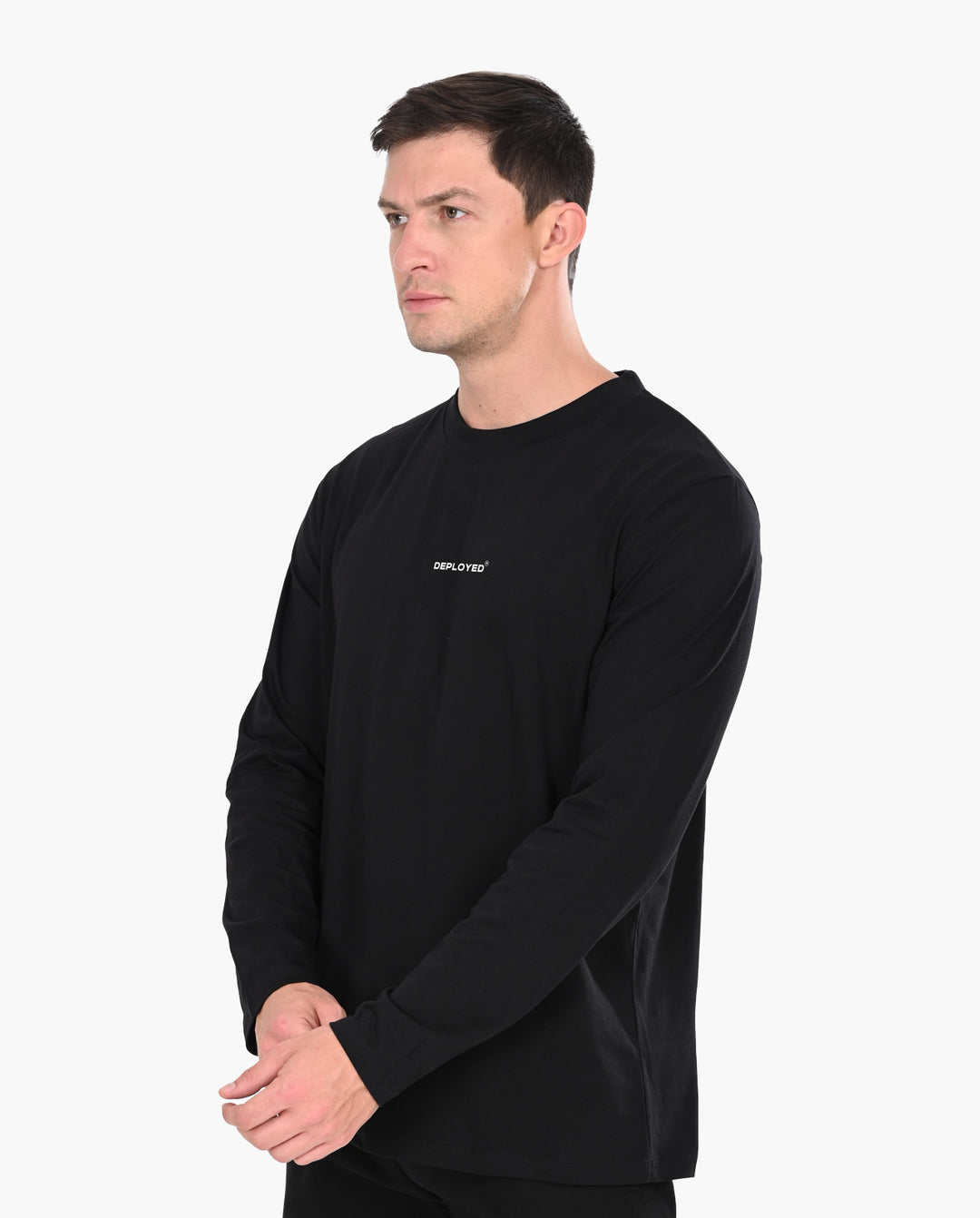 Deployed Organic Black Signature Luxesoft Cotton Full Sleeve T-Shirt