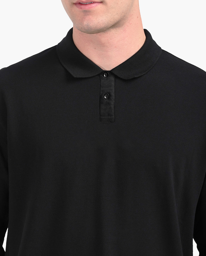 Black Signature Luxesoft Cotton Full Sleeve Polo T-Shirt