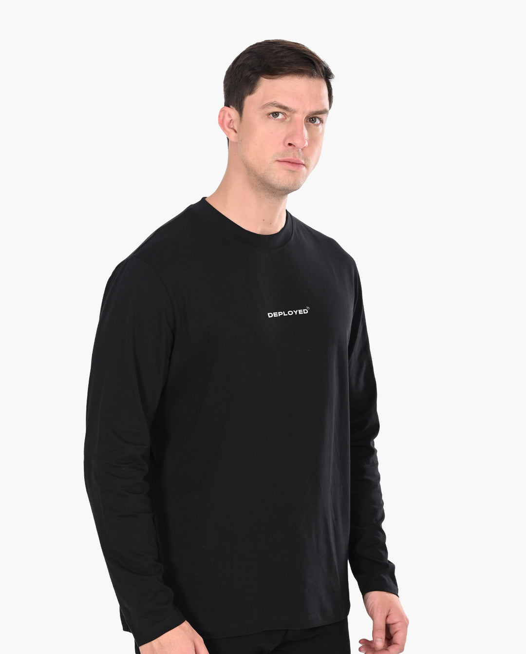 Deployed Organic Black Signature Luxesoft Cotton Full Sleeve T-Shirt