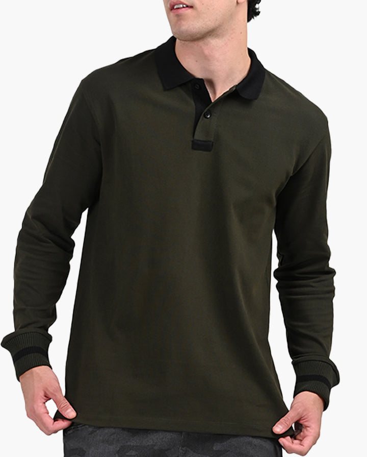 Olive Green Flagship Full Sleeve Polo T-Shirt