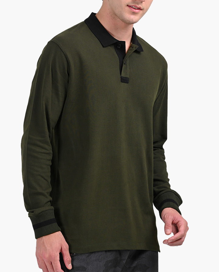 Olive Green Flagship Full Sleeve Polo T-Shirt