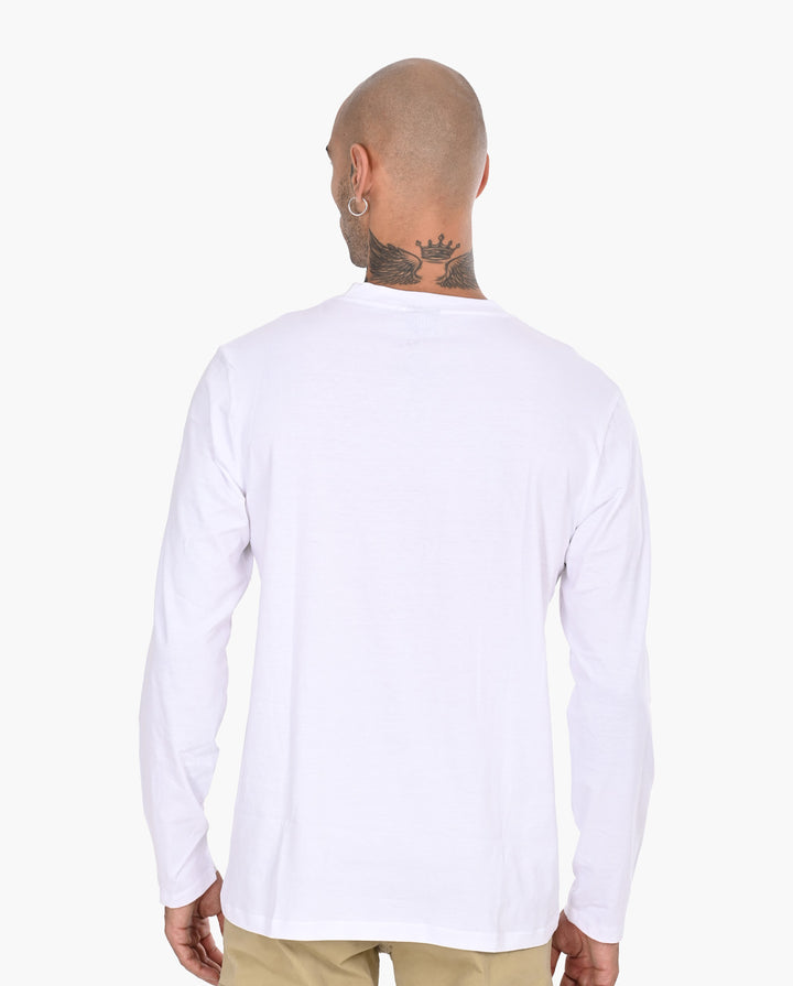 Deployed Organic White Signature Luxesoft Cotton Full Sleeve T-Shirt