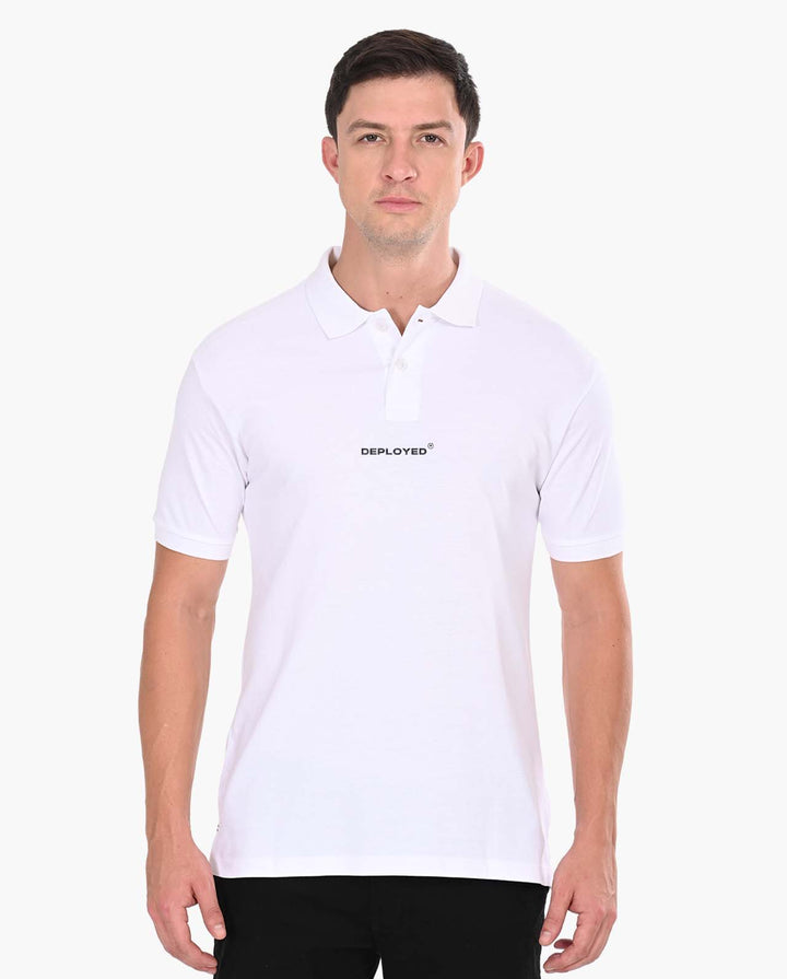 Deployed Organic White Polo T-Shirt