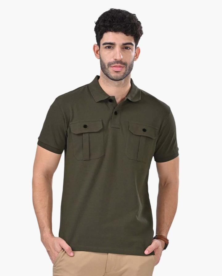 Aero Cargo Olive Green Polo T-Shirt