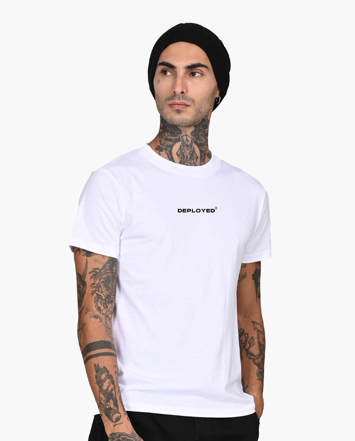 Deployed Organic White Decluttered Signature LuxeSoft Cotton T-Shirt