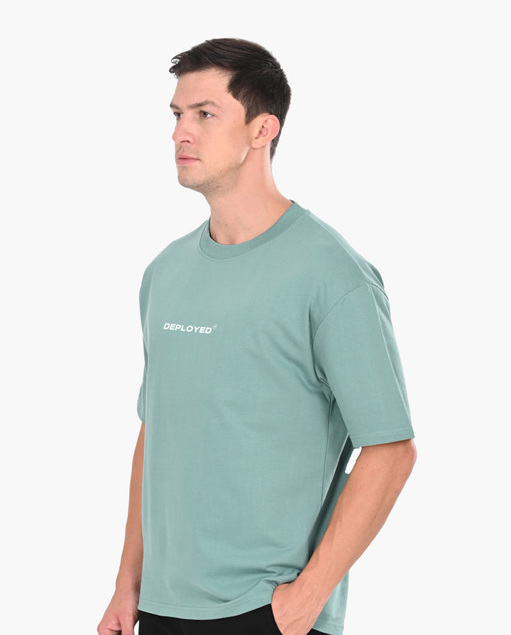 Deployed Organic Sage Green Oversized T-Shirt