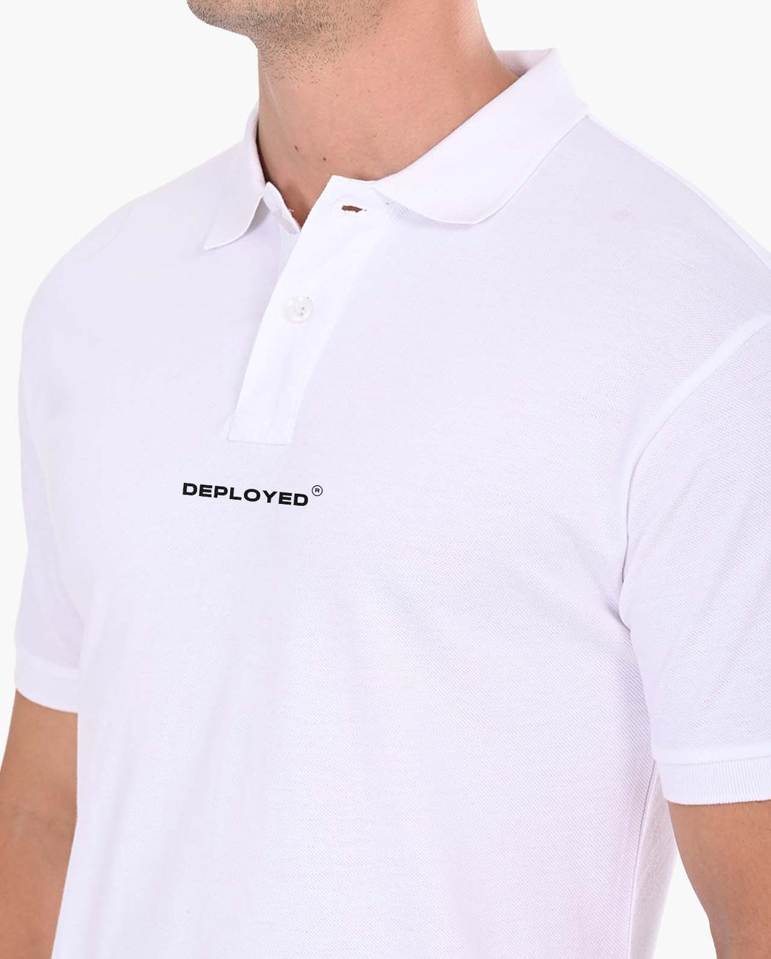 Deployed Organic White Polo T-Shirt