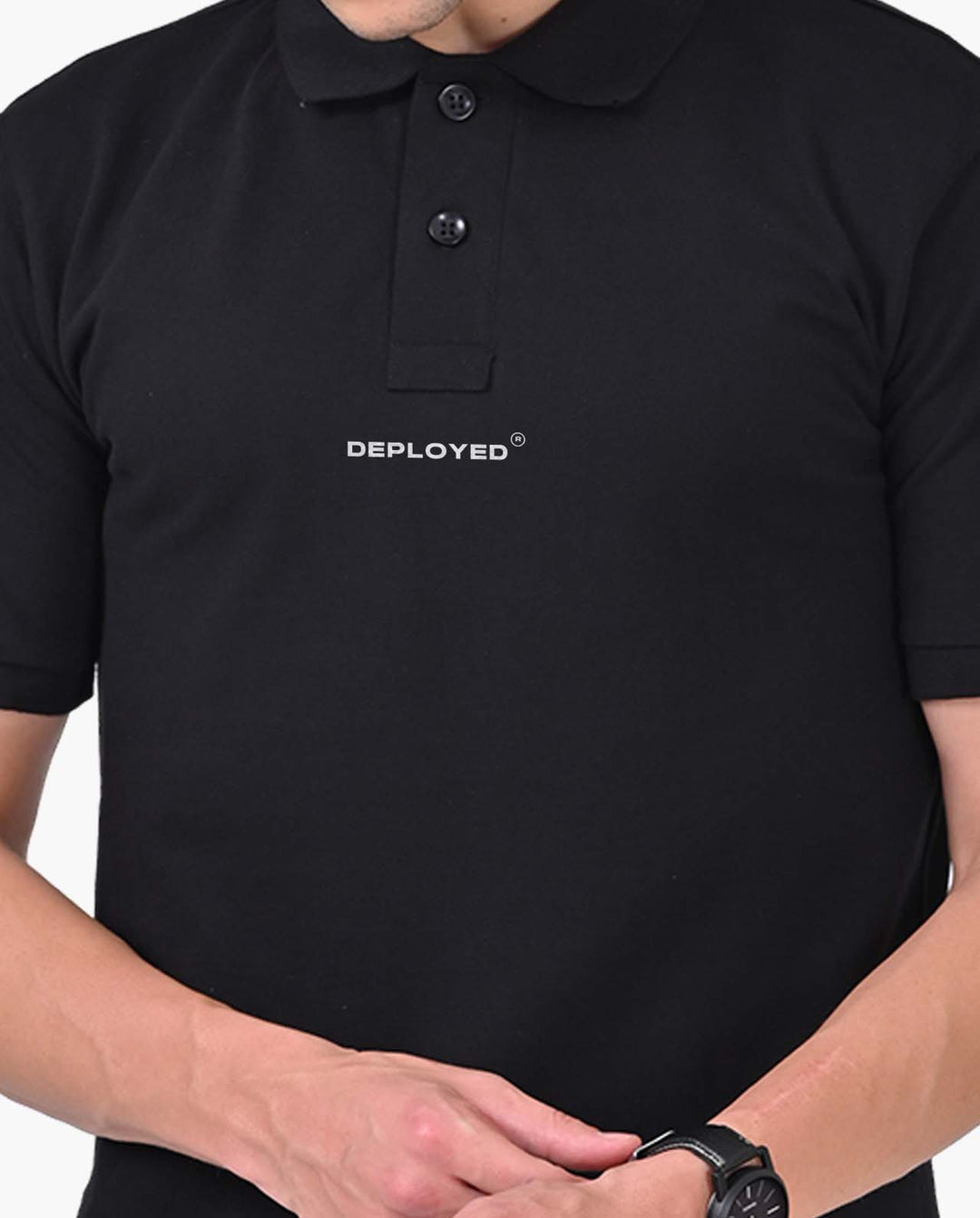 Deployed Organic Black Polo T-Shirt